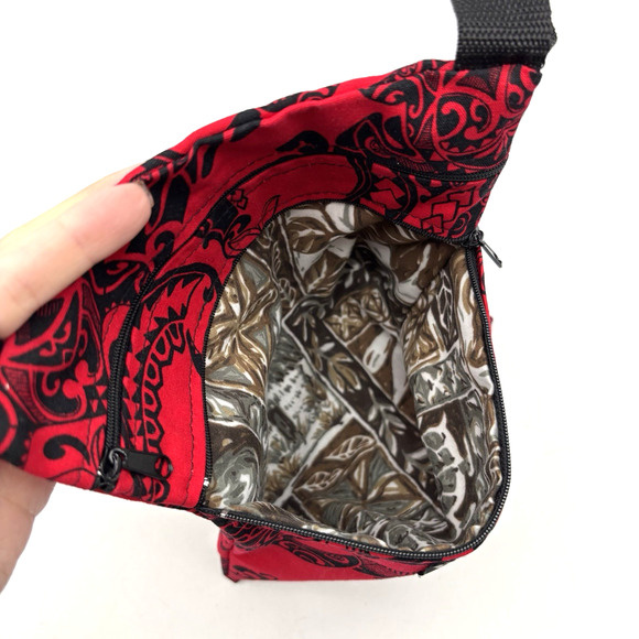 Vintage 00s Y2K Maui Island Handmade Red Tribal Turtle Print Crossbody Bag 10x8" - Picture 9 of 13